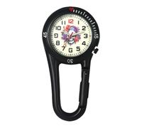 JewelryWe Men's Women's Carabiner Watch: Black Luminous Dial Hands Halloween Skull Analog Quartz Clip-On Frosted Case Watch Christmas