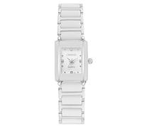 JewelryWe Men's Women's Couple Watch Quartz Analogue Rectangular Ceramic Band Partner Friendship Watch with Rhinestones Black White Gift Valentine's Day, Women, Bracelet