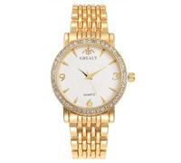 JewelryWe Men's Women's Gold Couple Watches: Analogue Watch Round Quartz Stainless Steel Strap Case with Diamonds - for Valentine's Day, Anniversary, Birthday Gift, Men, Bracelet