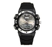 JewelryWe Mens Womens Sports Digital Clocks Quartz Dual Time Multifunctional Watch - Black