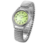 JewelryWe Mens Women's Ultra Thin Easy Reader Watch with Elastic Strap, Golden/Silver Watch, for Xmas