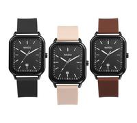 JewelryWe Men's Women's Watches Analogue Quartz 30M Waterproof Watch Square Silicone Band Casual Watch with Rectangular Dial, Rectangular - 3 pieces