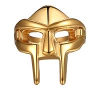 JewelryWe MF Doom Mask Rings: Men Vintage Gold Gothic Biker Punk Stainless Steel Spartan Helmet Nordic Pagan Viking Rings Sizes N1⁄2 (US7) - Z1⁄2 (US13)