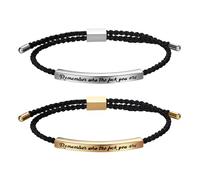 JewelryWe Motivational Tube Bracelet for Women, Don't LET The Hard Days Win Black Adjustable Braided Nylon Bangle Cuff with Stainless Steel Slider Inspirational Gift, Nylon
