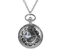 JewelryWe Nightmare Before Christmas Pocket Watch Vintage Pocket Watch with Chain Men Women Necklace Watch for Xmas