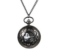 JewelryWe Nightmare Before Christmas Pocket Watch Vintage Pocket Watch with Chain Men Women Necklace Watch for Xmas