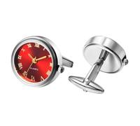 JewelryWe Novelty Cuff Links: Round Silver Gold Working Functional Watch Sleeve Clock Special Occasions Business Shirt Accessories