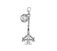 JewelryWe Novelty Pocket Watch Classic Key Chain Watch Steampunk Fob Half Hunter Plane Pendant Quartz Watch Necklace, for Xmas Christmas