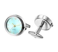 JewelryWe Novelty Watch Cuff Links: Round Silver Gold Working Functional Watch Sleeve Clock Watch Special Occasions Business Shirt Accessories