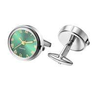 JewelryWe Novelty Watch Cuff Links: Round Silver Gold Working Functional Watch Sleeve Clock Watch Special Occasions Business Shirt Accessories