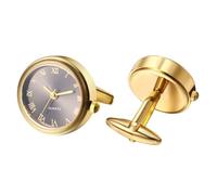 JewelryWe Novelty Watch Cuff Links: Round Silver Gold Working Functional Watch Sleeve Clock Watch Special Occasions Business Shirt Accessories