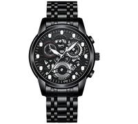 JewelryWe Pair of Watches Digital Watch Stainless Steel Binary Watch Rectangle Bezel LED Sports Watch Blue LED Light Calendar Fashion Cool Partner Watch for Men Women Black/Silver, black, Bracelet