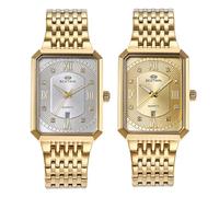 JewelryWe Pair Watches Digital Watch Stainless Steel Binary Watch Rectangle Bezel LED Sports Watch Blue LED Light Calendar Fashion Cool Partner Wrist Watch for Men Women Black/Silver, Bracelet