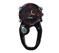 JewelryWe Pocket Watch with Carabiner Attachment Luminous Face Analogue Quartz Watch for Doctors Nurses Paramedic Chefs, 7-Red/Black, Modern