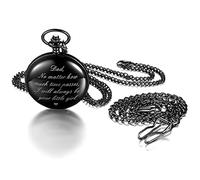 JewelryWe Pocket Watches to Dad Personalized Quartz Pocket Watch Gift for Son from Mom Dad with Chains for Christmas, Birthday, Graduation