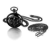 JewelryWe Pocket Watches to My Husband Personalized Quartz Pocket Watch Gift for Son from Mom Dad with Chains for Christmas, Birthday, Graduation