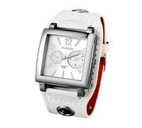 JewelryWe Punk Leather Cuff Watch - Men Steampunk Large Square Analog Quartz PU Band Big Dial Rock Biker Vintage Style Wristwatch