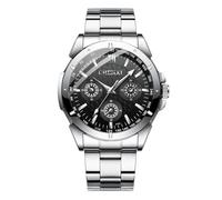 JewelryWe Quartz Rhinestone Waterproof Watch: Men's Women's Stainless Steel Big Face Silver Black Easy to Read Analog Quartz Watch Luxury Dress Watch for Christmas