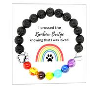 JewelryWe Rainbow Pet Memorial Bracelet: Men Women Sympathy Rainbow Bridge Loss Dog or Cat Passing Away Pup Kitten Memorial Gifts Stone Bracelets Gifts