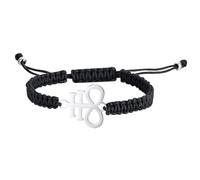 JewelryWe Satanic Leviathan Cross Bracelet: Unisex Baphomet Satan Symbol Braided Bracelet Adjustable Amulet Pagan Jewelry Gift for Men Women
