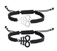 JewelryWe Satanic Leviathan Cross Bracelet: Unisex Baphomet Satan Symbol Braided Bracelet Adjustable Amulet Pagan Jewelry Gift for Men Women
