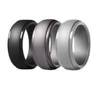 JewelryWe Silicone Ring for Men: 8MM Glossy Silicone Wedding Rings Breathable Rubber Wedding Bands Promise Ring Set