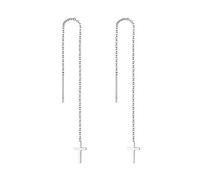 JewelryWe Simple Chain Earrings Long Tassel Stainless Steel Ear Chain for Women Girls Lightweight(Silver)