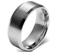 JewelryWe Stainless Steel Wedding Ring: Mens 8mm Engagement Promise Rings Band Black Silver Gold Matte Finish Polished Simple Rings