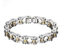 JewelryWe Stunning Men's Stainless Steel Biker Style Link Bracelet Silver Golden