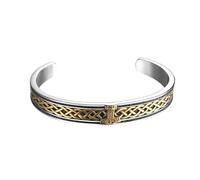 JewelryWe Thor's Hammer Viking Bangle: Men Women Silvergold Celtic Knot Bracelet Amulet Norse Nordic Cuff Arm Rings Stainless Steel 3D Pattern Jewelry Gift for Father Son Lover Friend