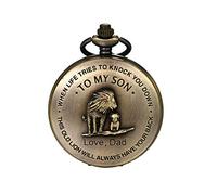 JewelryWe to My Son Pocket Watch Classic Vintage Pendant Watches Gift for Sons Hunter Fob Timepiece with 27 Inch Chain
