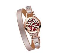 JewelryWe Tree of Life Diffuser Bracelet Essential Oil Aromatherapy Locket Bracelets Leather Band with 10 Color Pads for Girls Women(Rosegold)