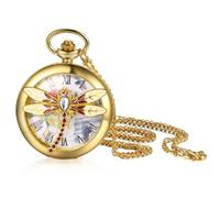 JewelryWe Unisex Gold Pocket Watch: Vintage Analog Quartz Long Chain Pocket Watch Christmas Valentine's Day