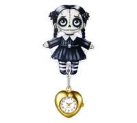 JewelryWe Unisex Halloween Hanging Watch: HD Digital Dial and Heart Case Clip-on Pocket Watches Doll-Decorated Retractable Pocketwatch for Nurses Doctors
