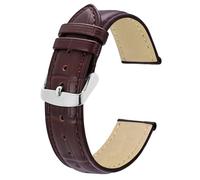 JewelryWe Unisex Leather Watch Band: Alligator Pattern Replacement Strap with Stainless Steel Buckle for Traditional and Smart Watches