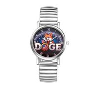 JewelryWe Unisex Stainless Steel Watch: 2024 US Election Trump Musk Government Efficiency Department Ultra-Thin Analog Quartz Silver Elastic Band Watch for Men Women Jewelry Gift Valentine's Day