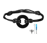JewelryWe Urn Bracelet for Ashes - Adjustable Memorial Cremation Jewelry Stainless Steel Circle of Life Keepsake Braided Leather Rope Funeral Remembrance for Loved Ones & Pets