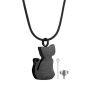 JewelryWe Urn Necklace for Ashes - Stainless Steel Cremation Memorial Pendant Keepsake Jewelry for Cat Pet