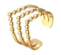 JewelryWe V Shaped Open Ring: Stylish Bohemian Chevron Rings Stainless Steel Gold Silver Plated Stackable Non-tarnishing Thumb Rings for Women Teen Girls