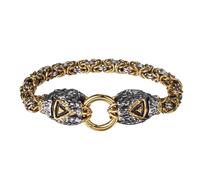 JewelryWe Viking Bracelet for Men: Heavy Duty Stainless Steel Byzantine Chain Bear Claw Amulet Norse Nordic Viking Cuff Bracelets Gift for Father Son Partner Friend