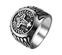 JewelryWe Viking Thors Hammer Ring: Men Mjolnir Norse Mythology Stainless Steel Punk Ring Nordic Mjolnir Gift for Father Son Partner Friend N1⁄2-Z1⁄2