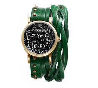 JewelryWe Vintage Leather Wrap Watch - Round Analog Quartz Large Mathematical Dial Bracelet Watches Punk Gothic Casual Wristwatch for Women