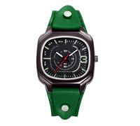 JewelryWe Vintage Square Leather Watch: Analog Quartz Large Dial Casual Punk Wristwatch with Luminous Hands for Men Women