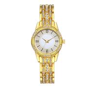 JewelryWe Watches for Women Iced Out Rhinestone Analog Round Quartz Watch Stylish Gold Dress Watch Wrsitwatch