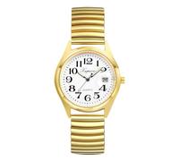 JewelryWe Women Easy Reader Ultra Thin Watch With Elastic Band, Gold/Silver Watch, 1 x Gold Stainless Steel, Bracelet