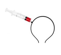 JewelryWe Women Halloween Fake Through Head Syringe Prop White | Covered Flexible Base, Horror Parties, Prank Photos, Zombie Costume, Carnival Accessory