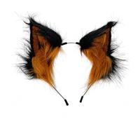 JewelryWe Women Halloween Faux Fur Fox Wolf Ears Headband Black and Brown