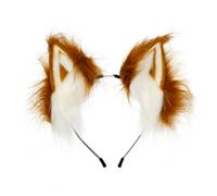 JewelryWe Women Halloween Faux Fur Fox Wolf Ears Headband Costume Brown
