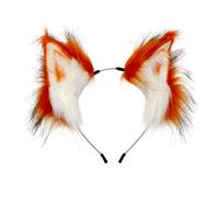 JewelryWe Women Halloween Faux Fur Fox Wolf Ears Headband Costume Orange