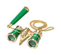 JewelryWe Women Opera Glasses 3x25 Vintage Binoculars with Chain Green